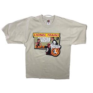Lionel Trains Graphic T-Shirt Sz L 100% Cotton Father & Son Talking